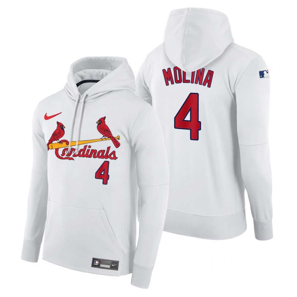 Men St.Louis Cardinals 4 Molina white home hoodie 2021 MLB Nike Jerseys